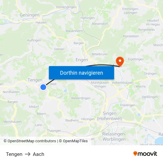 Tengen to Aach map