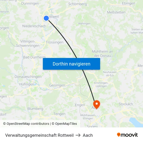 Verwaltungsgemeinschaft Rottweil to Aach map