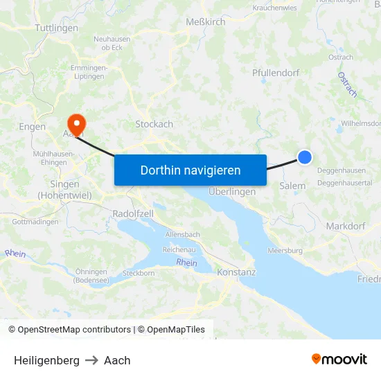 Heiligenberg to Aach map