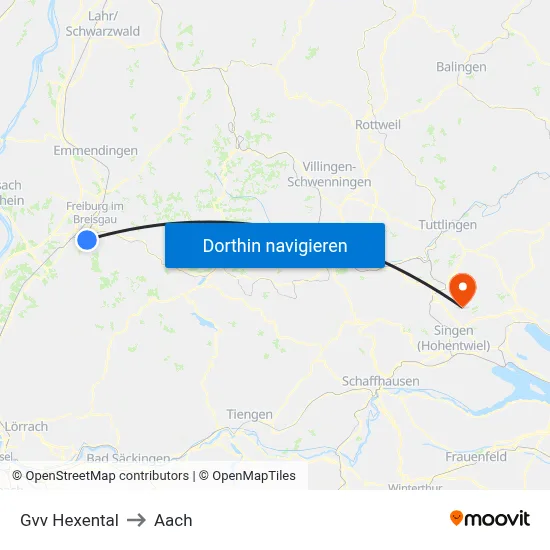 Gvv Hexental to Aach map