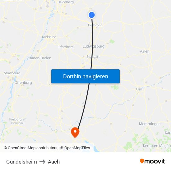 Gundelsheim to Aach map