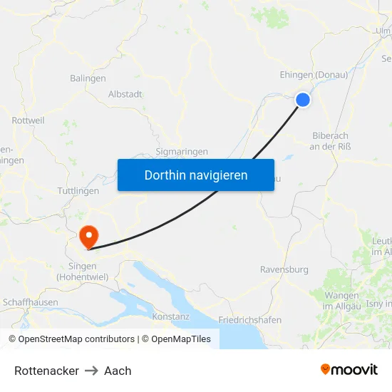 Rottenacker to Aach map