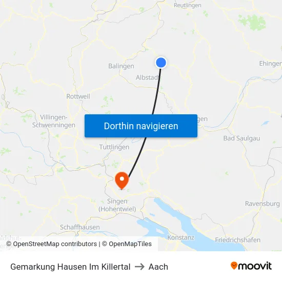 Gemarkung Hausen Im Killertal to Aach map