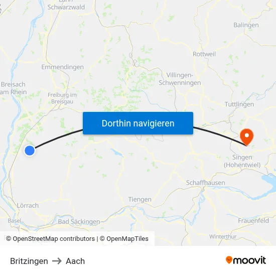 Britzingen to Aach map
