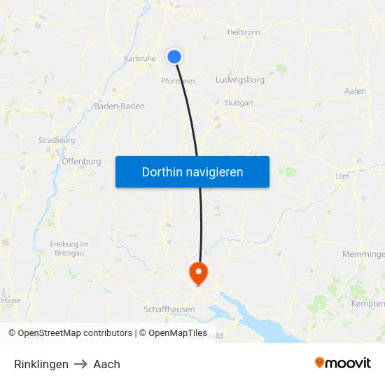 Rinklingen to Aach map