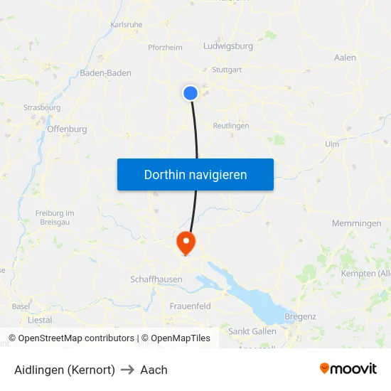 Aidlingen (Kernort) to Aach map