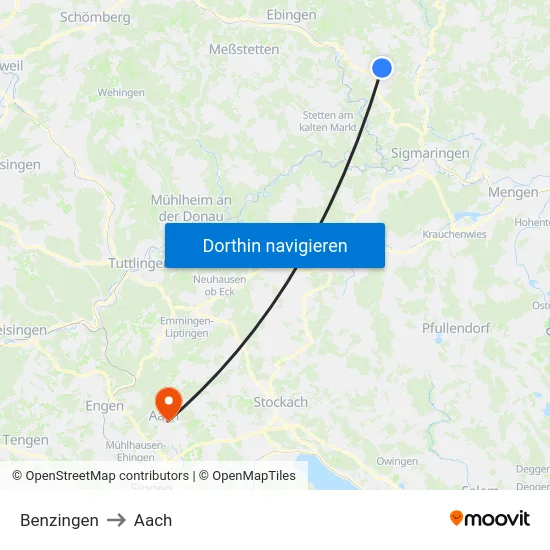 Benzingen to Aach map