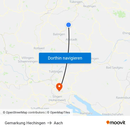 Gemarkung Hechingen to Aach map