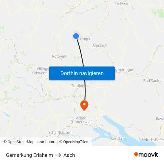 Gemarkung Erlaheim to Aach map