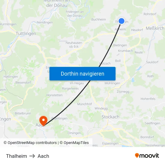 Thalheim to Aach map