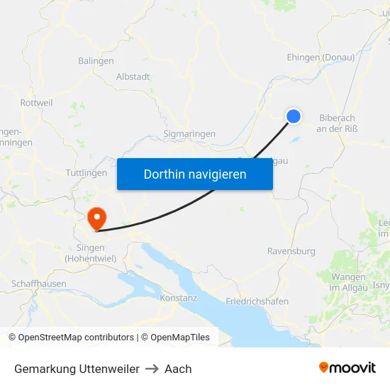 Gemarkung Uttenweiler to Aach map