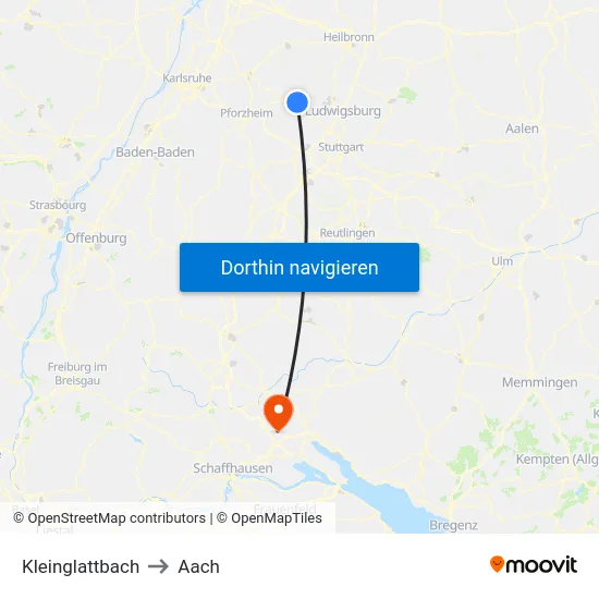 Kleinglattbach to Aach map