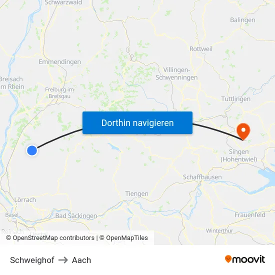 Schweighof to Aach map