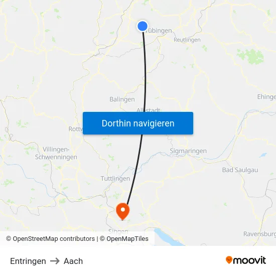 Entringen to Aach map
