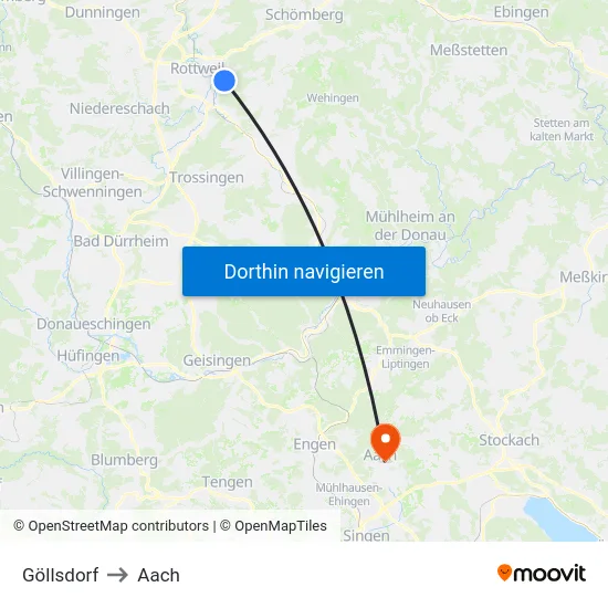 Göllsdorf to Aach map