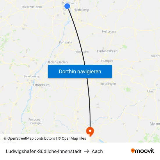 Ludwigshafen-Südliche-Innenstadt to Aach map