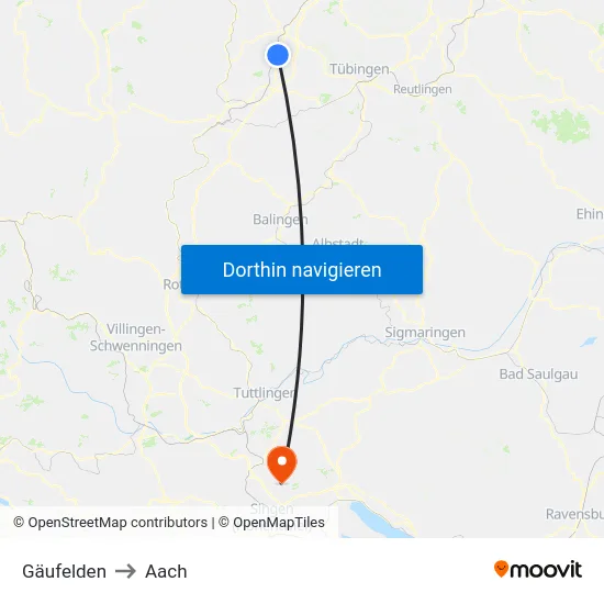 Gäufelden to Aach map