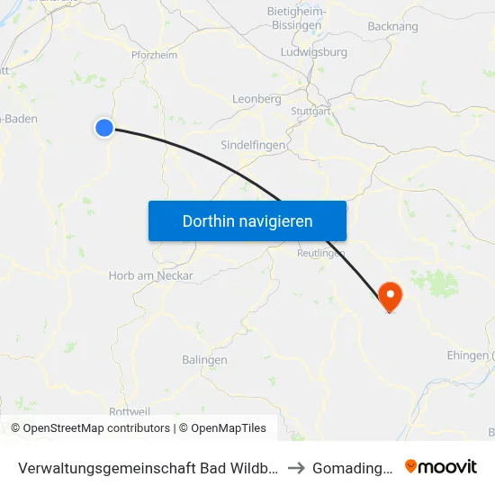 Verwaltungsgemeinschaft Bad Wildbad to Gomadingen map
