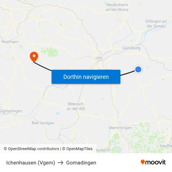 Ichenhausen (Vgem) to Gomadingen map
