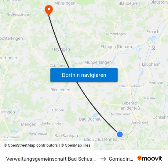 Verwaltungsgemeinschaft Bad Schussenried to Gomadingen map