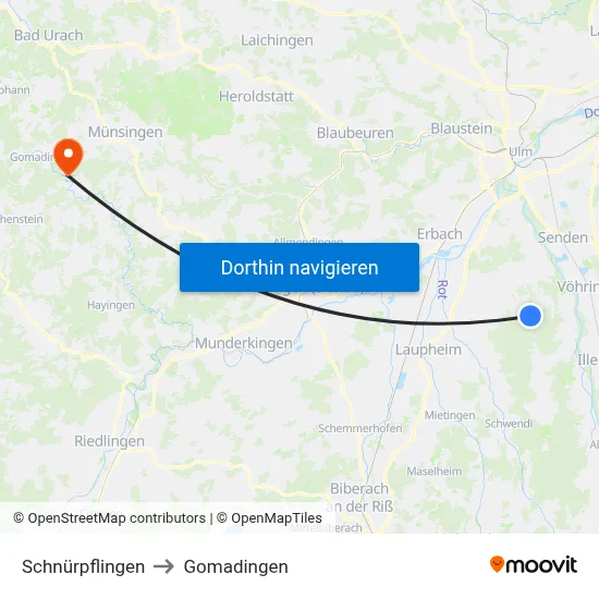 Schnürpflingen to Gomadingen map