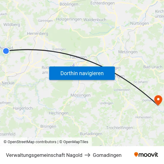 Verwaltungsgemeinschaft Nagold to Gomadingen map