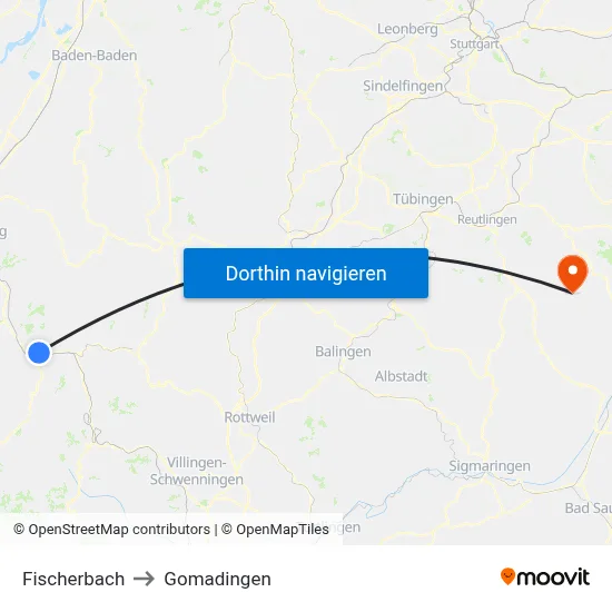 Fischerbach to Gomadingen map
