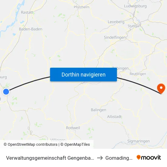 Verwaltungsgemeinschaft Gengenbach to Gomadingen map