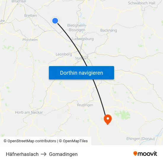 Häfnerhaslach to Gomadingen map