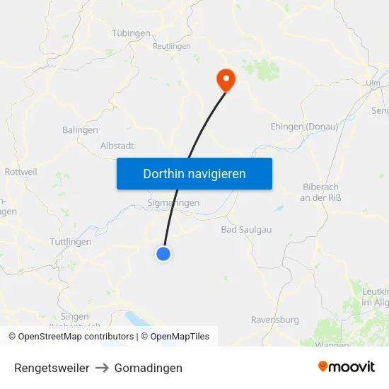 Rengetsweiler to Gomadingen map