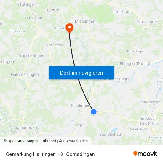 Gemarkung Hailtingen to Gomadingen map