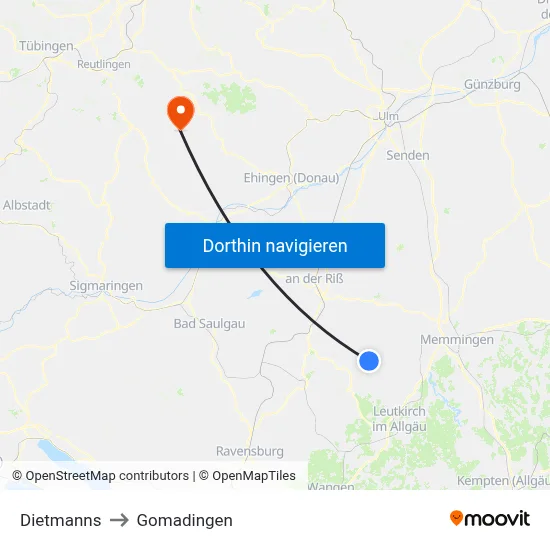 Dietmanns to Gomadingen map