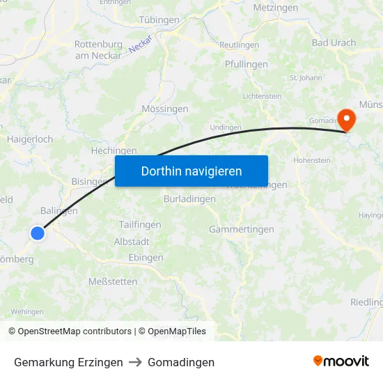 Gemarkung Erzingen to Gomadingen map