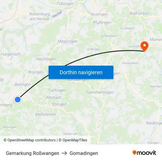Gemarkung Roßwangen to Gomadingen map