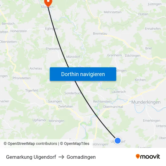 Gemarkung Uigendorf to Gomadingen map