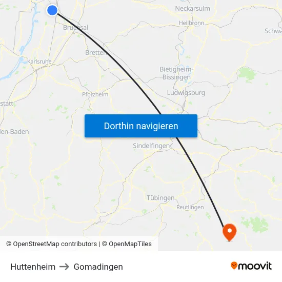 Huttenheim to Gomadingen map