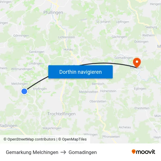 Gemarkung Melchingen to Gomadingen map