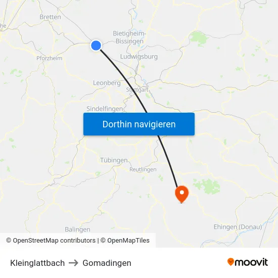 Kleinglattbach to Gomadingen map