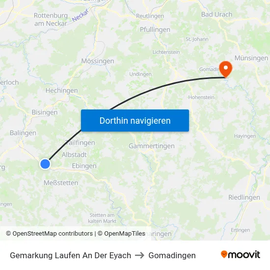 Gemarkung Laufen An Der Eyach to Gomadingen map