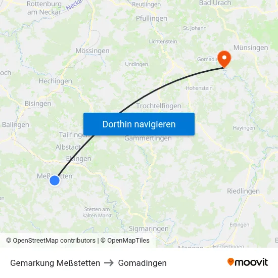 Gemarkung Meßstetten to Gomadingen map