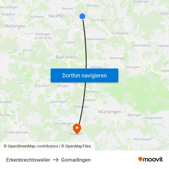 Erkenbrechtsweiler to Gomadingen map