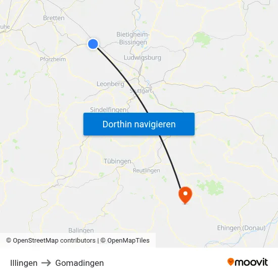 Illingen to Gomadingen map