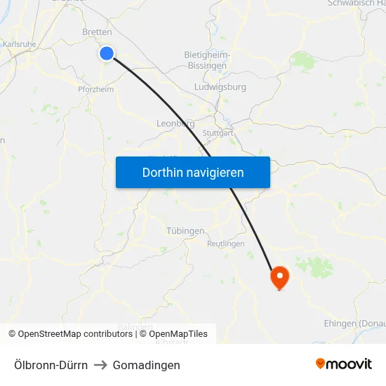Ölbronn-Dürrn to Gomadingen map