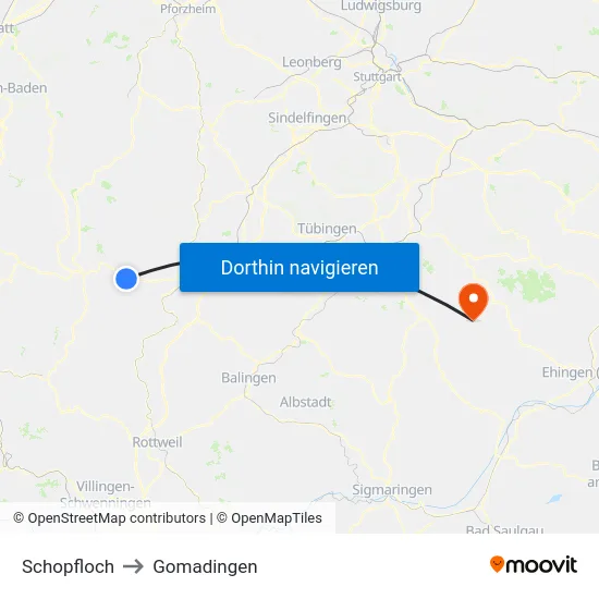 Schopfloch to Gomadingen map