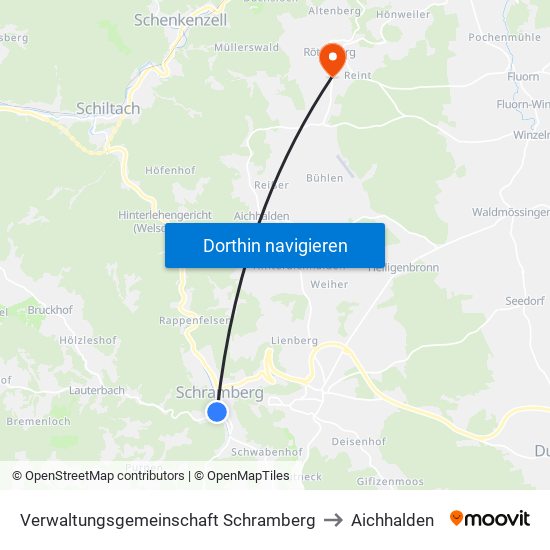 Verwaltungsgemeinschaft Schramberg to Aichhalden map