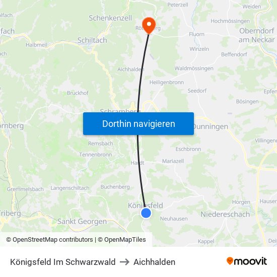 Königsfeld Im Schwarzwald to Aichhalden map