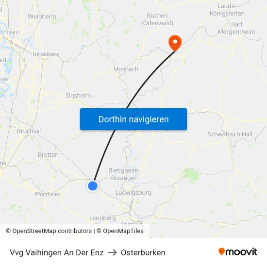 Vvg Vaihingen An Der Enz to Osterburken map