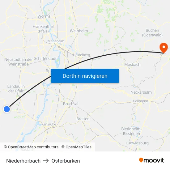 Niederhorbach to Osterburken map