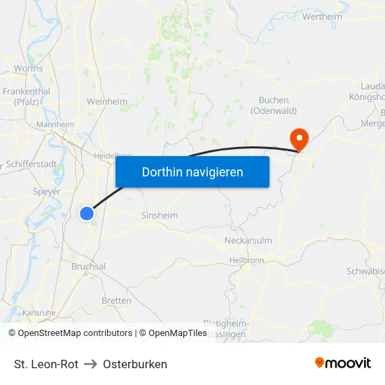 St. Leon-Rot to Osterburken map
