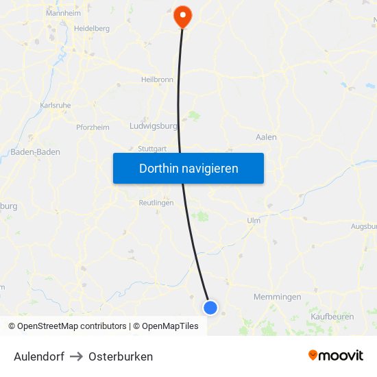 Aulendorf to Osterburken map